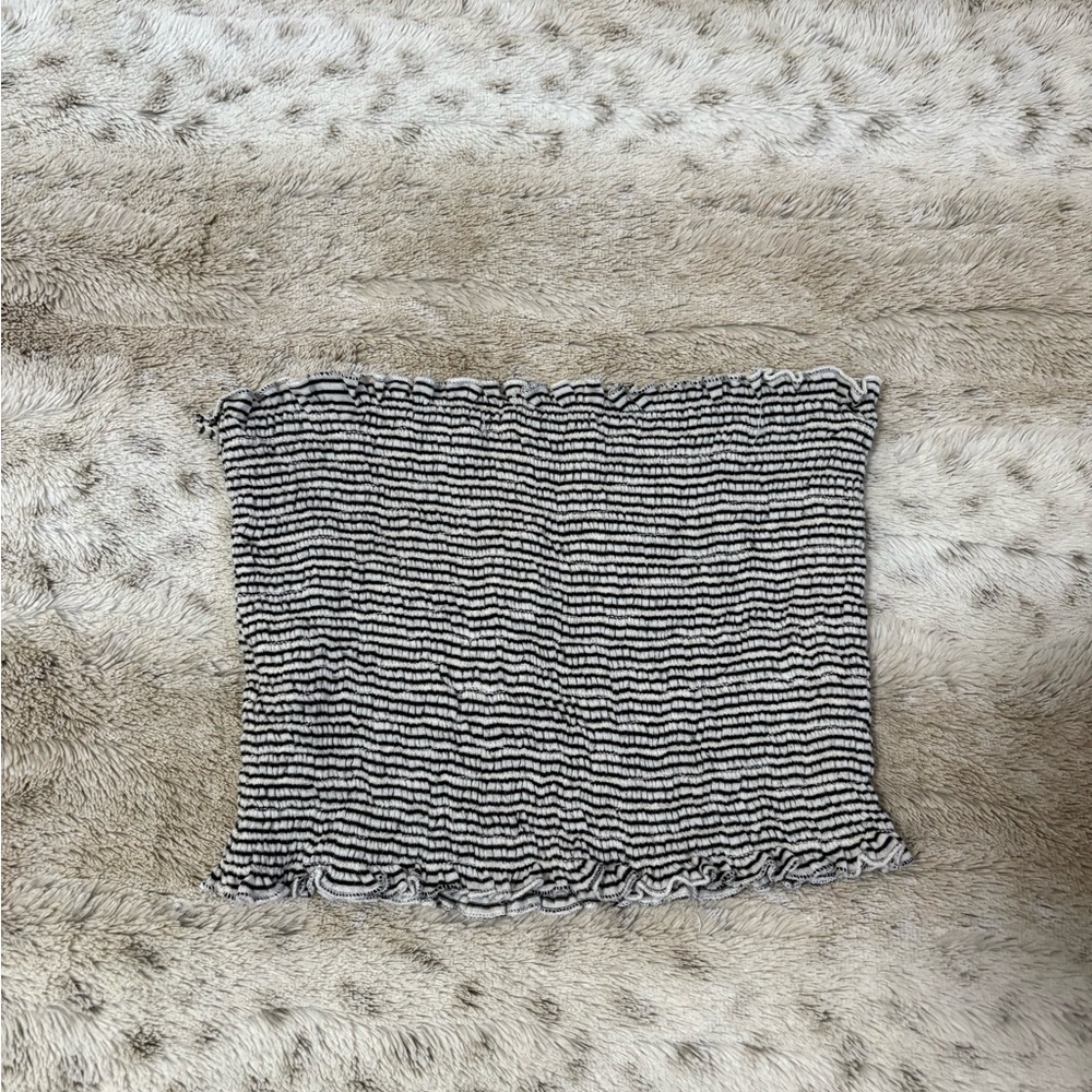 Brandy Melville Black and White Striped Top
